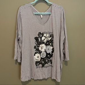 Cato Black and White Striped Tunic